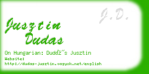 jusztin dudas business card